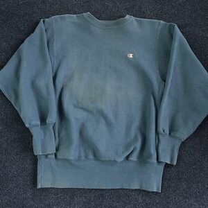 Vintage Champion Reverse Weave Sweatshirt Mens Large Blue Fleece Made USA